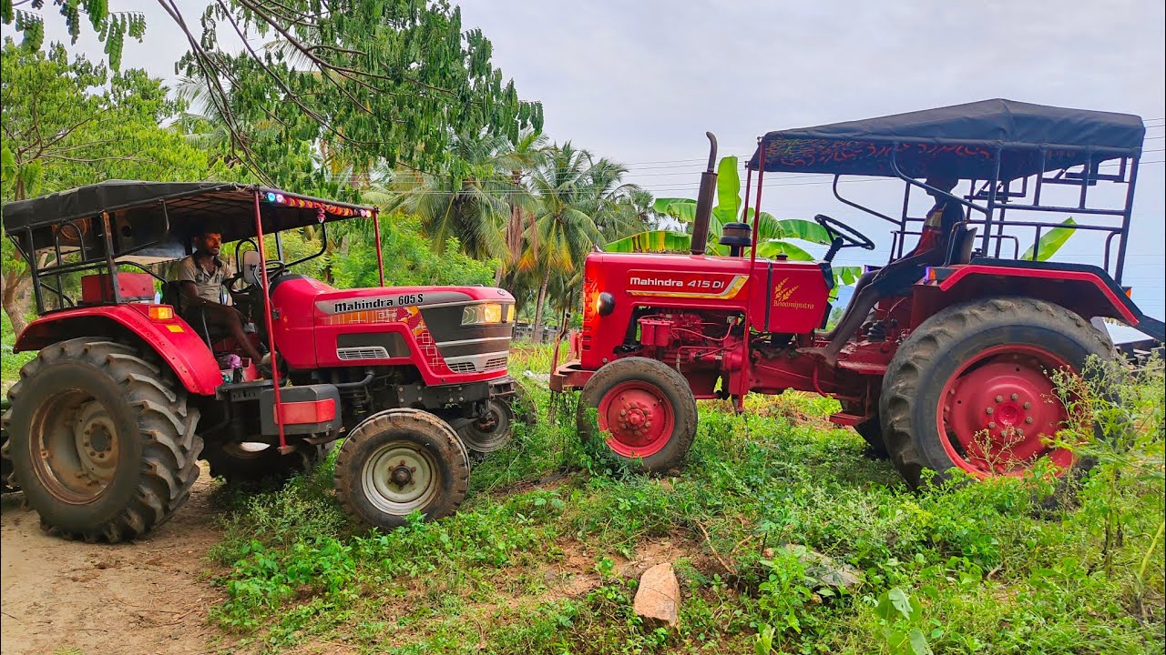 Mahindra 605 and Mahindra 415 di tractor goes rotavator cultivater same place @Mohantractorslife