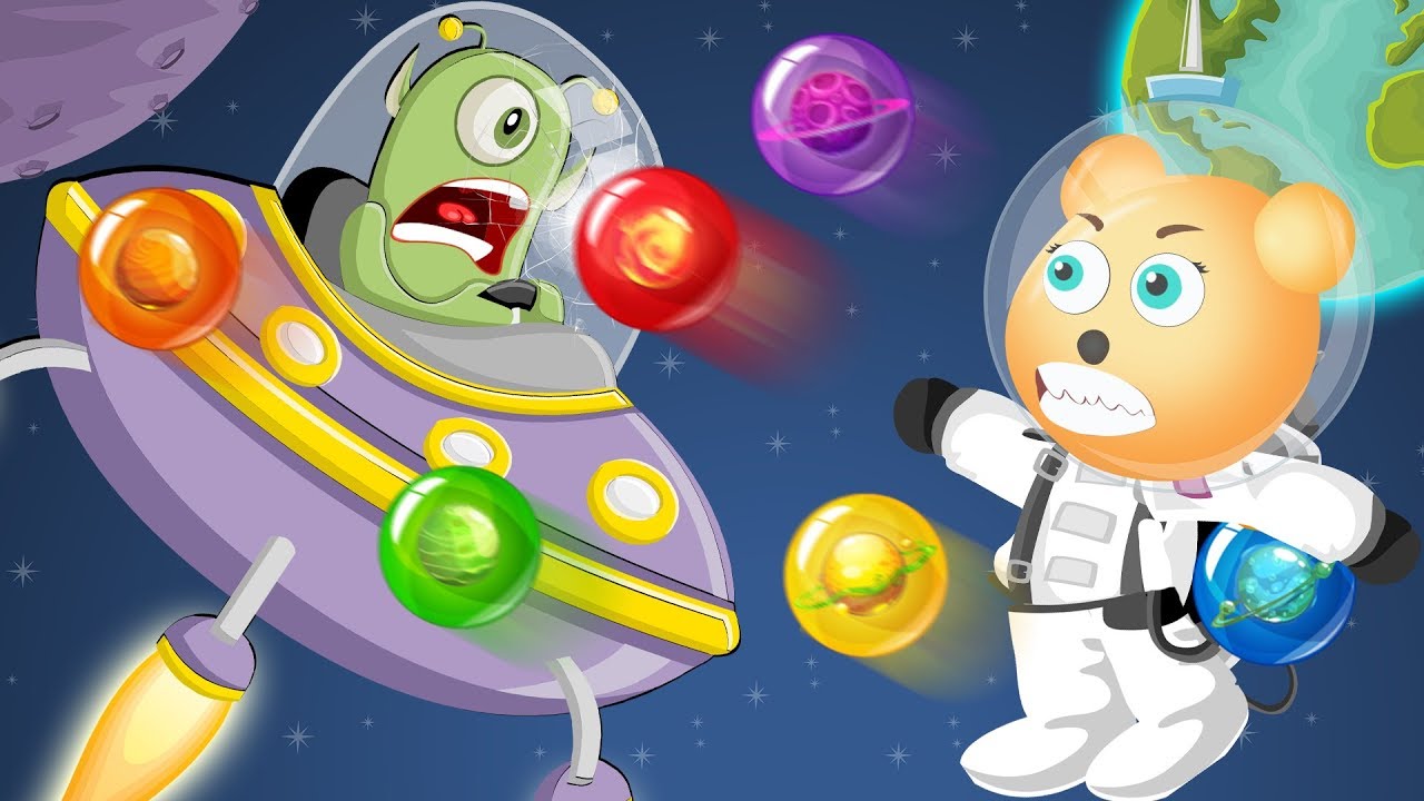 Gummy Bear color Bubble Pop Shooter - guardians of the galaxy and save babies bunny - Cogonee KID TV
