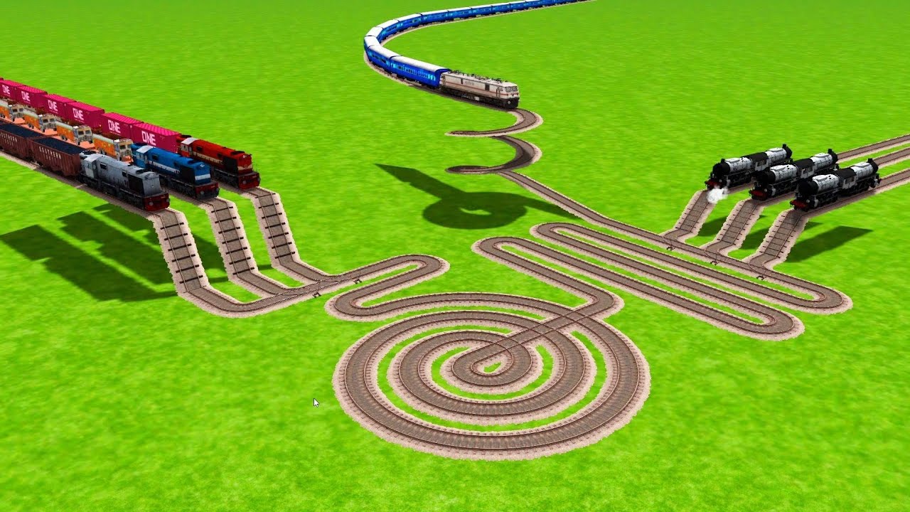 7 TRAINS FACE TO FACE COUPLING CROSSIN AT THE ROUND CIRCLE TRACKS SNAKE 🐍TRACKS | #Train Simulator