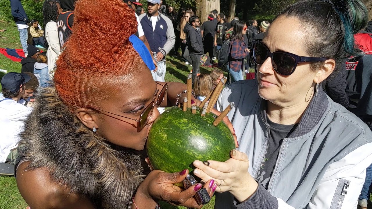 Smoking Blunts through a Watermelon on 4/20 Hippie Hill SF Golden Gate Park with Emerald Farm Tours