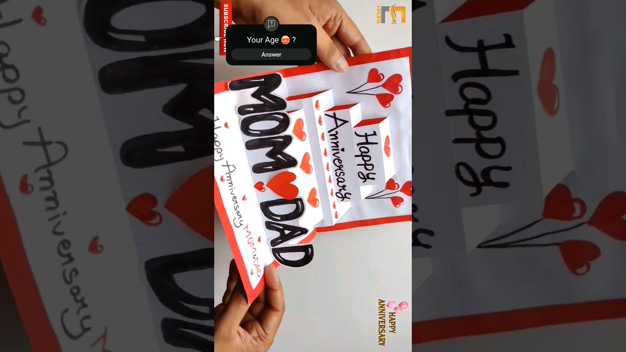 Anniversary card for Mom and Dad / DIY Anniversary greeting card #shortsvideo #shorts