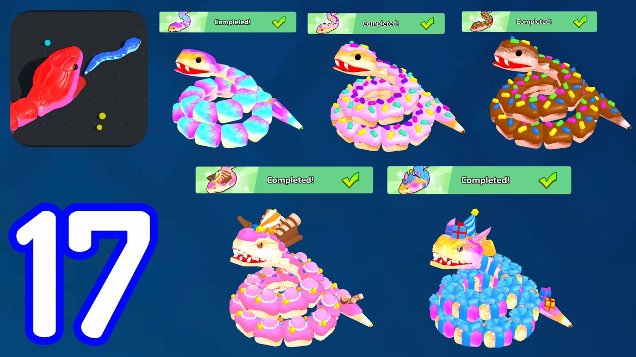 Snake Clash-(Gameplay 17)-Todas Las Serpientes De YUMMY SNACK FEST