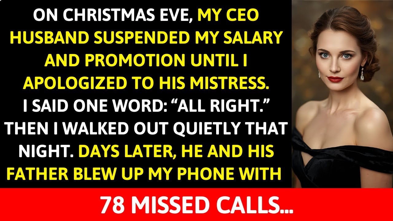 My CEO Husband Suspended My Salary On Christmas Eve, Until I Apologized To His New Mistress. So I...