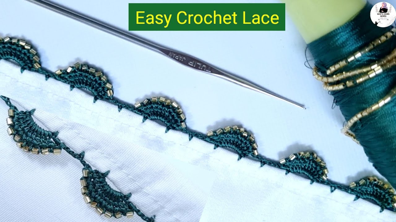 Simple crosia Design For Beginners 🌹Easy Crochet Dupatta Lace | Dupatta Qureshi Design | Beads work