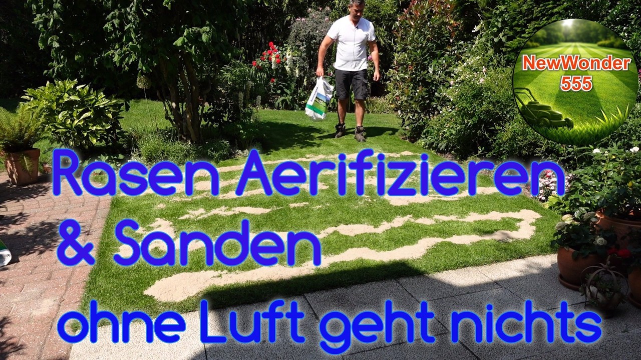 Aerifizieren mit dem Rasenspecht // den Rasen sanden //  Aerifizieren und Sanden - NewWonder555