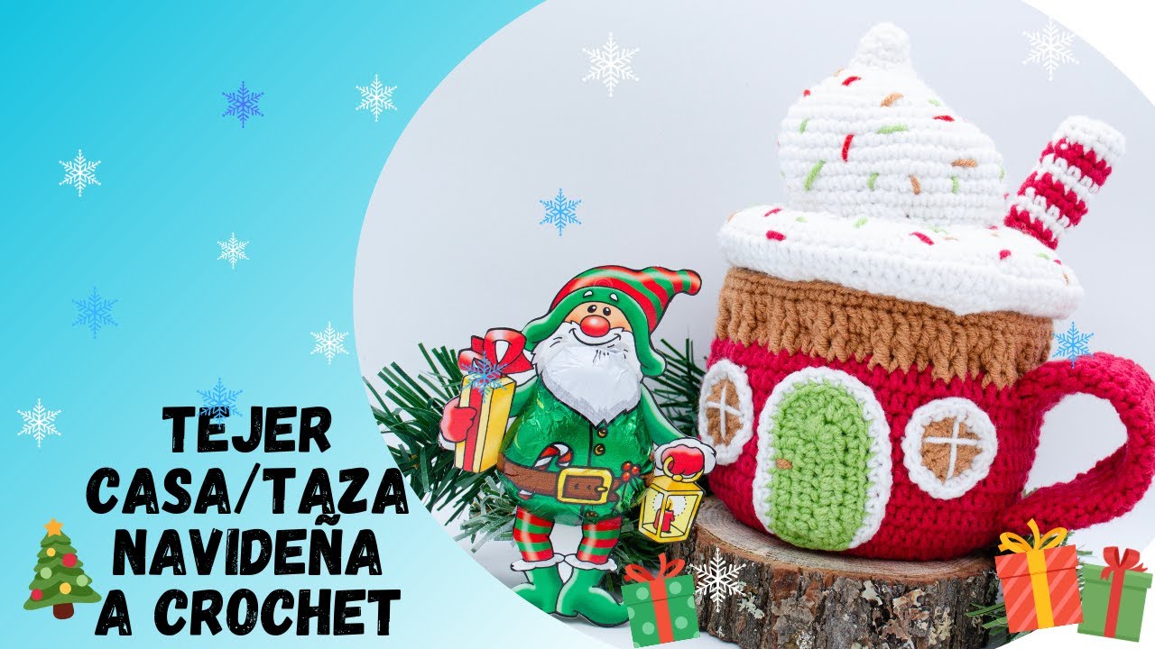 🇪🇸Тejer Casa Navideña a Crochet Paso a Paso/Tejer Taza Navideña a Crochet