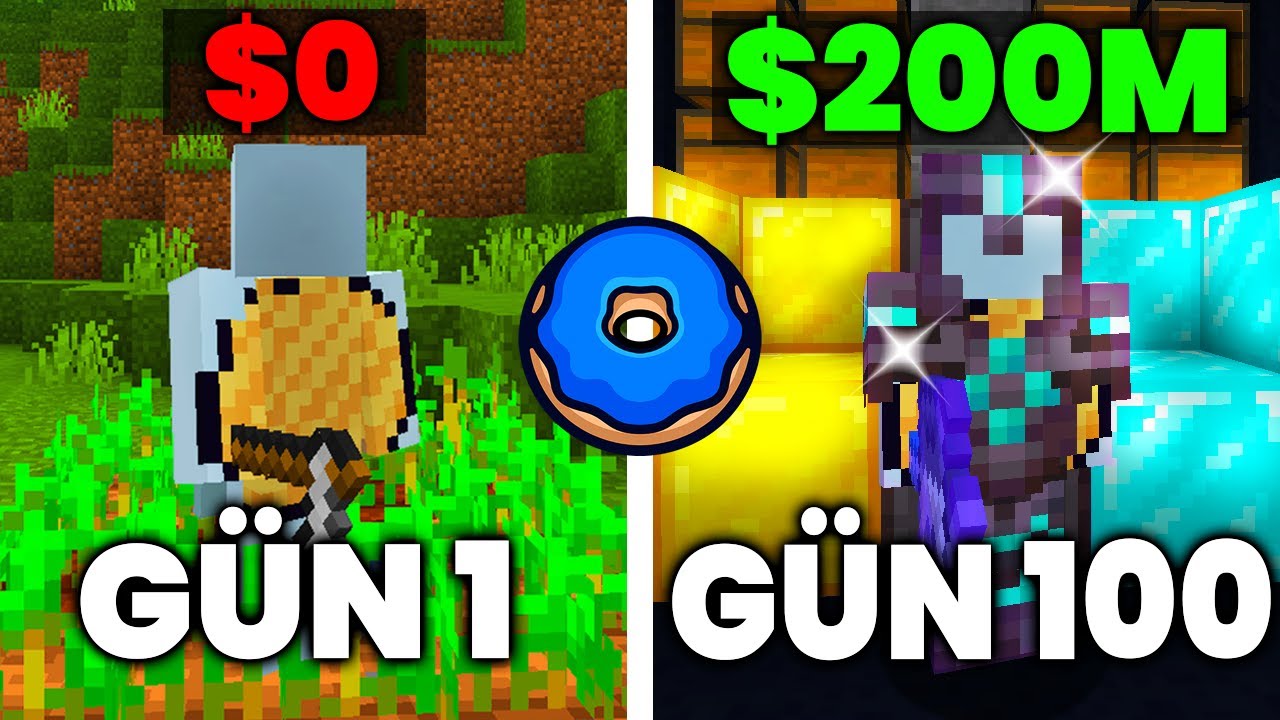 Minecraft'ın En ZOR Sunucusu Donut SMP'de 100 GÜN HAYATTA KALMAK! - (Bütün Hikaye)