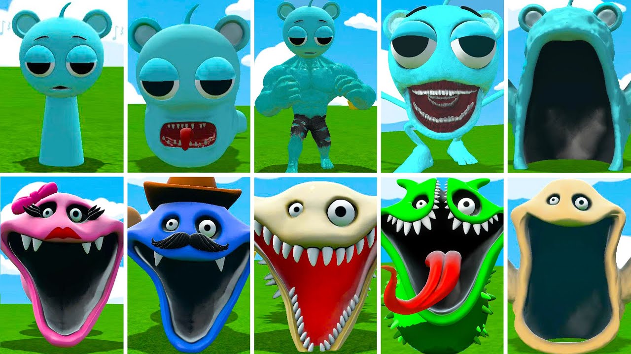 EVOLUTION OF ALL NEW ROBLOX HUNGRY WORM VS ALL SKY (BLUE) SPRUNKI In Garry's Mod!