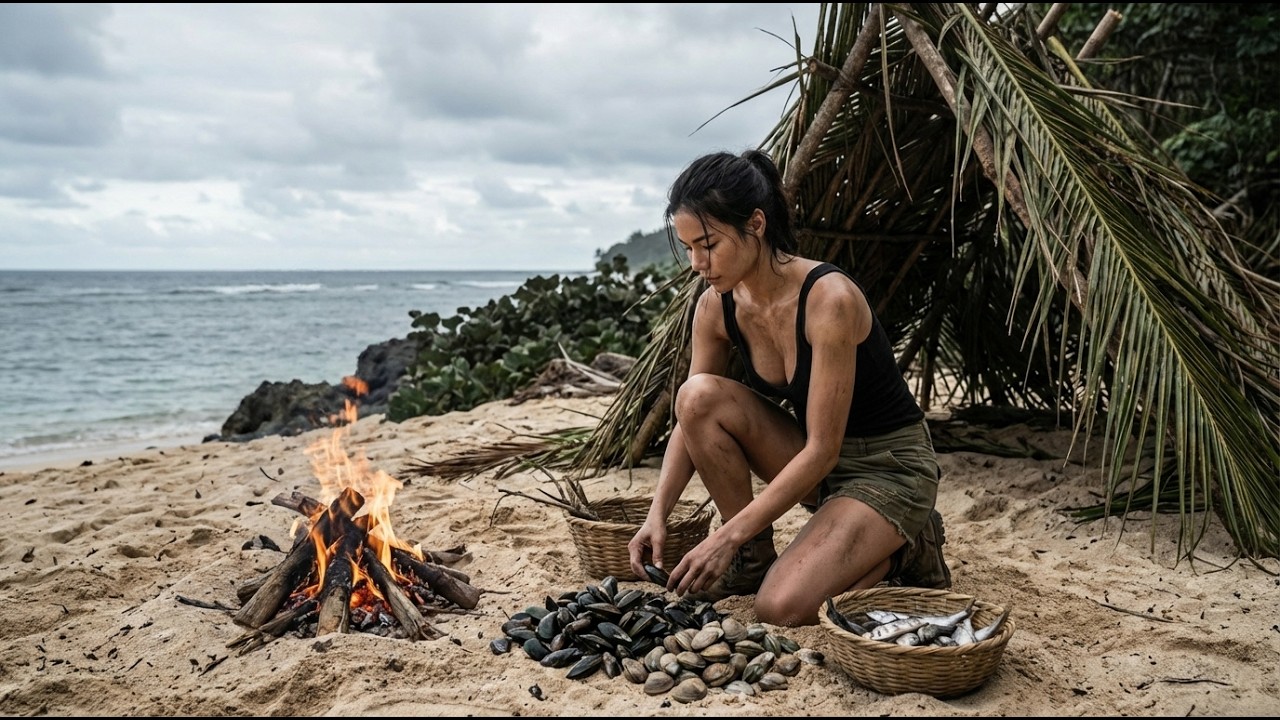 One Woman Alone on a Deserted Island | Real-Time Silent Survival