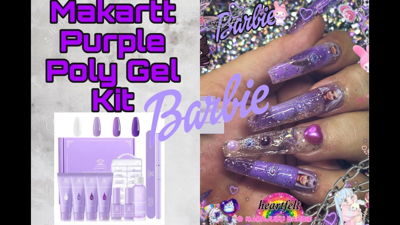 💜💟Makartt Purple Poly Gel Kit/ENC Frozen XXL Coffin Nails/Barbie Girl!👩🏼‍🎤💒