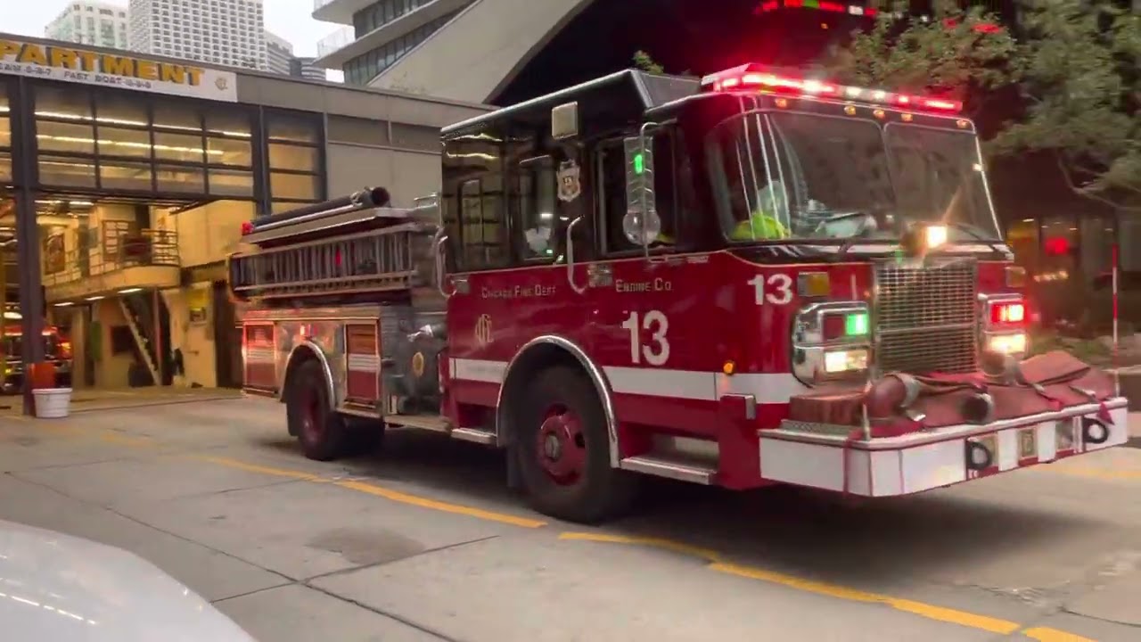 CFD Engine 13 Truck 6 responding to a fire.