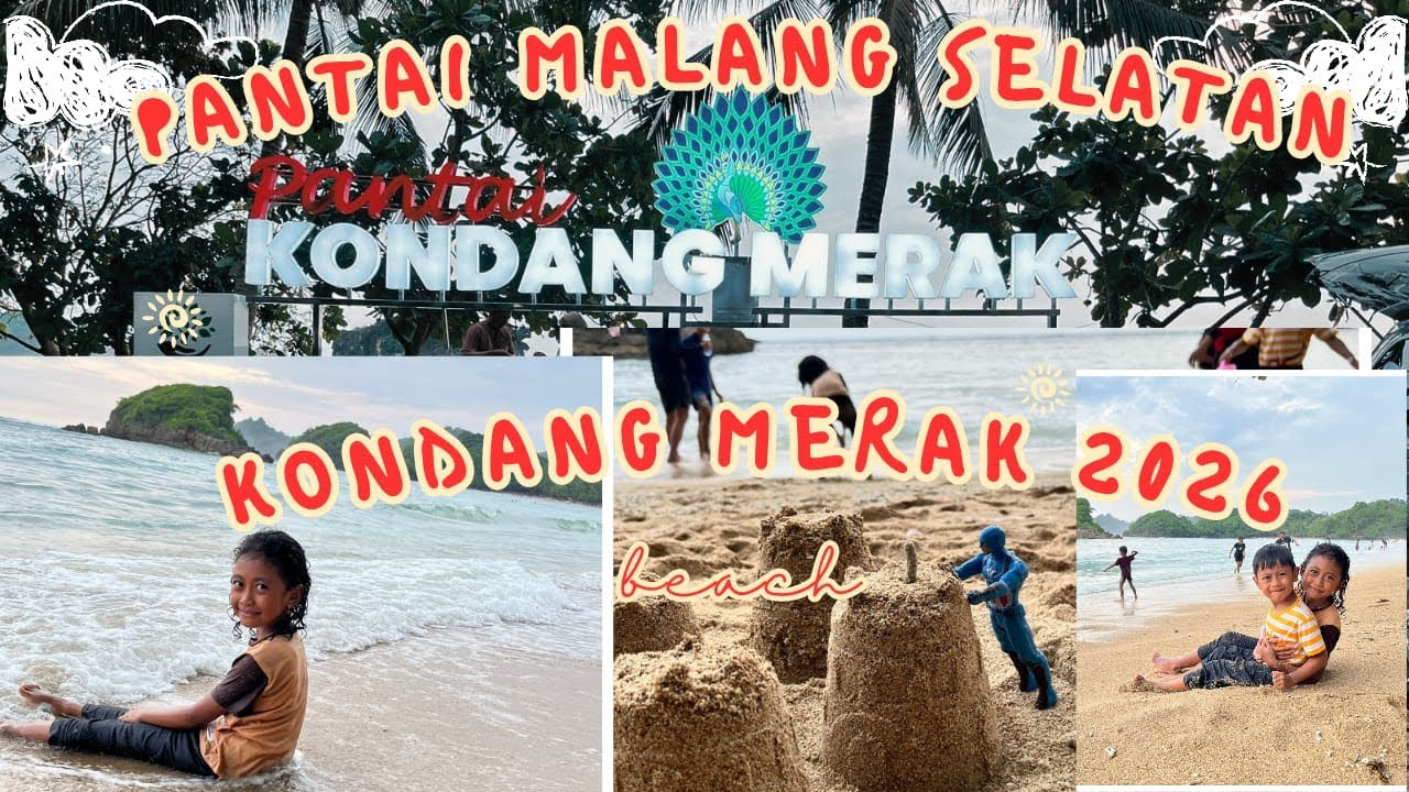 PANTAI KONDANG MERAK 2026 RAMAI ‼️ ASNA DAVIN LIBURAN 2026 KE PANTAI #pantaiselatan #liburan #vlog 