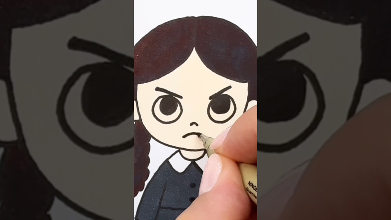 How To Draw Wednesday Addams Step By Step! #shorts #kids