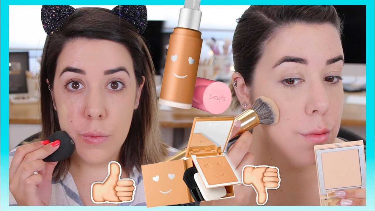 LA PRIMERA VEZ QUE PRUEBO UNA BASE EN POLVO | NUEVAS BASES DE BENEFIT HELLO HAPPY