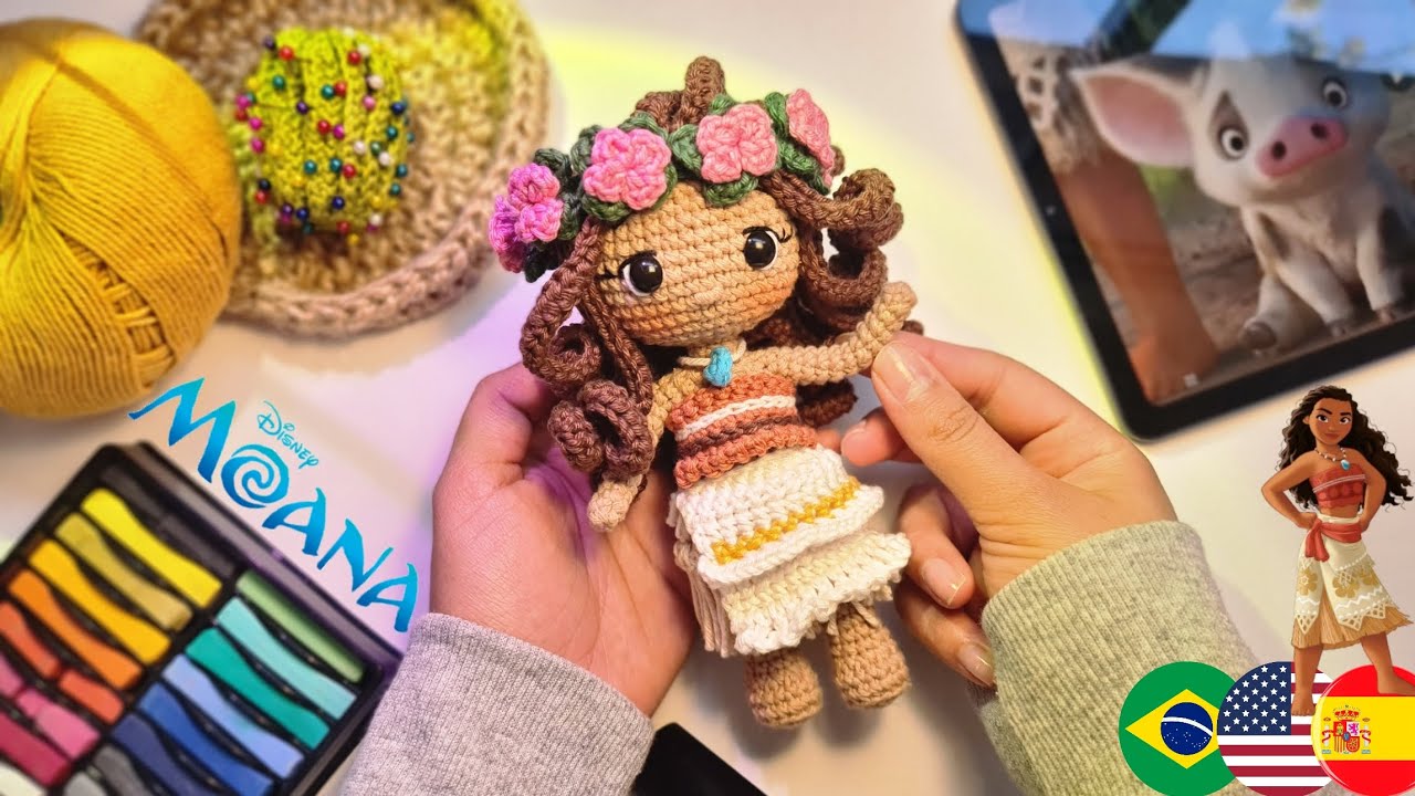 Moana Amigurumi Tutorial Crochet🌺/Parte 1/2 | Subtítulos Spa/Eng/Port
