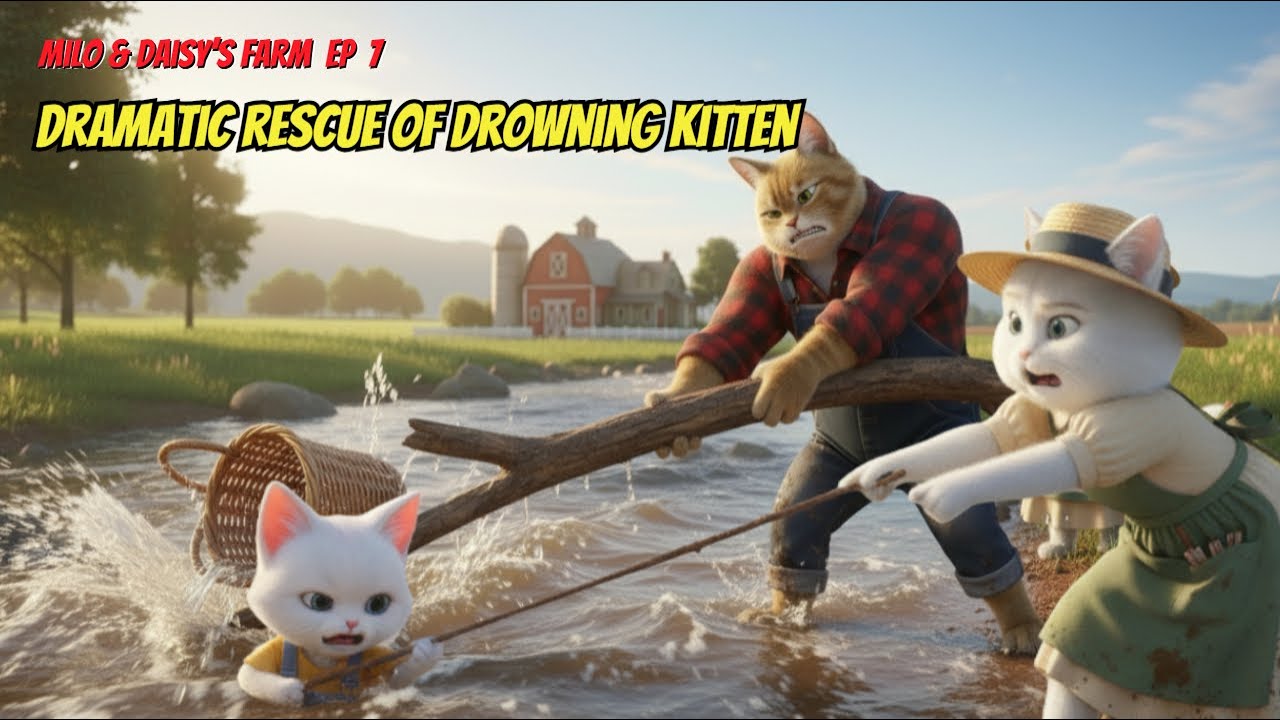 Milo & Daisy’s Farm  Ep  7  Dramatic rescue of drowning kitten