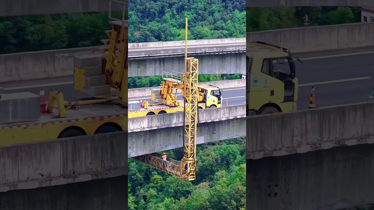 Bridge inspection vehicle 100 meters high altitude physical examination #infrastructure #technology