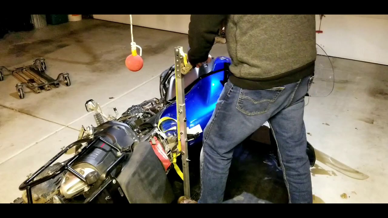 Homemade portable motorcycle lift jack.