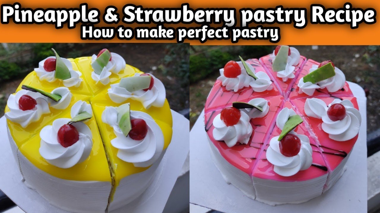Pastry Recipe Pineapple  & Strawberry pastry Recipe pastry using premix  cake Recipe Homemade Pastry