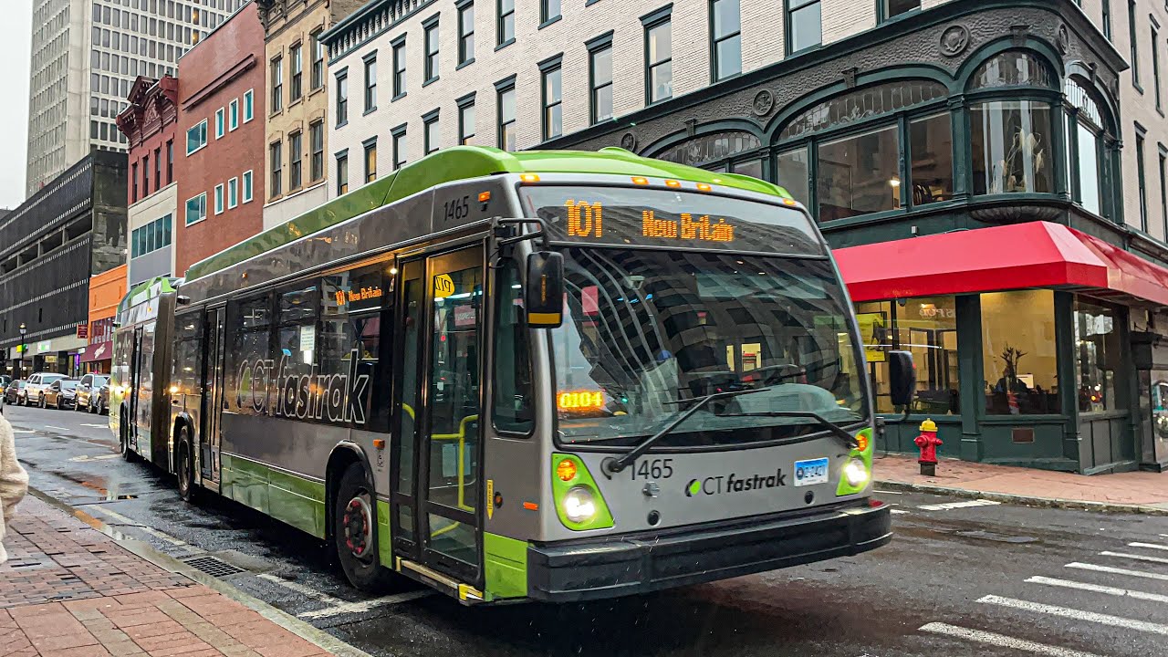 CT Transit/Fastrak Bus Action at New Britain Connecticut