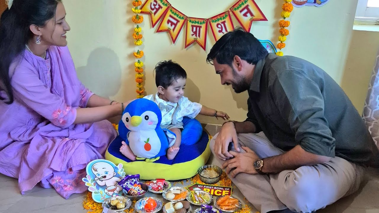 शुभ अन्नप्राशन,😍 Hasvik first bite of rice,filled with love and blessings🍚🥰🧿 #Annaprashan संस्कार 