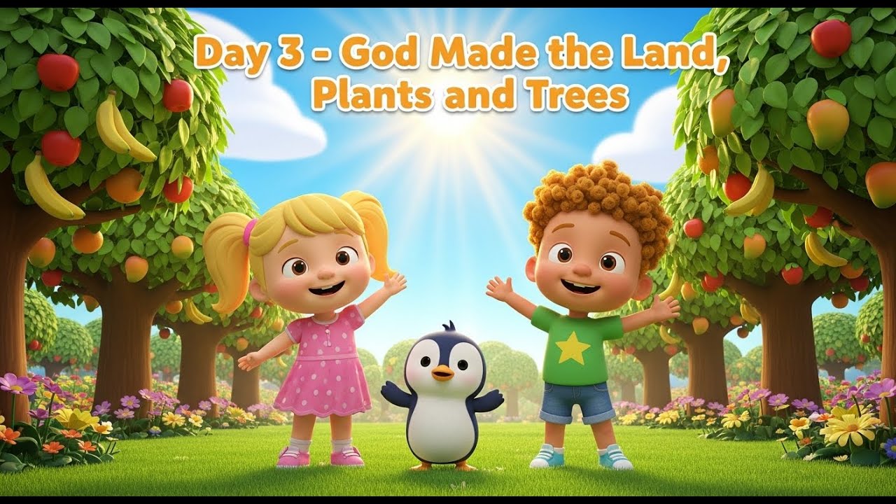 Day 3 – God Made the Land, Plants, and Trees | Bible Story for Kids | Sunday School Lesson