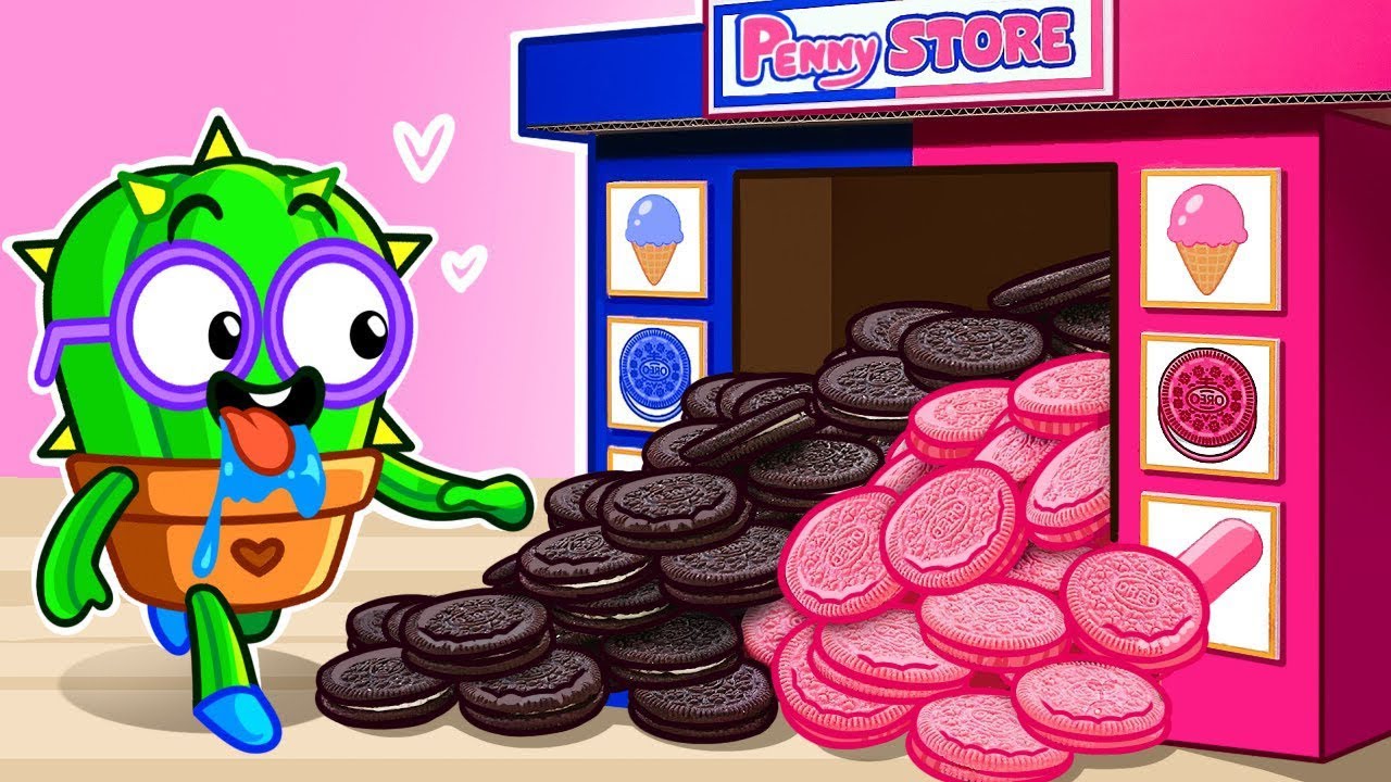 Explore Black Pink Oreo Vending Machine 🍩 Cartoon For Kids 💖 Learn Healthy Habits | P&Family 🥑