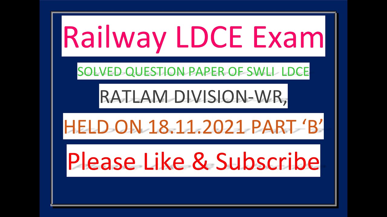 STAFF & WELFARE INSPECTOR RATLAM DIVISIION 18 11 2021 PART B