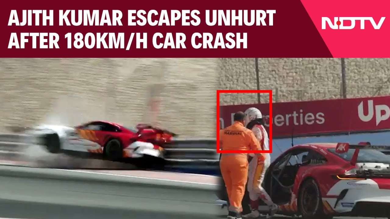 Ajith Kumar Accident | Actor Ajith Kumar's 180 Kmph Crash In Porsche Race Car In Dubai