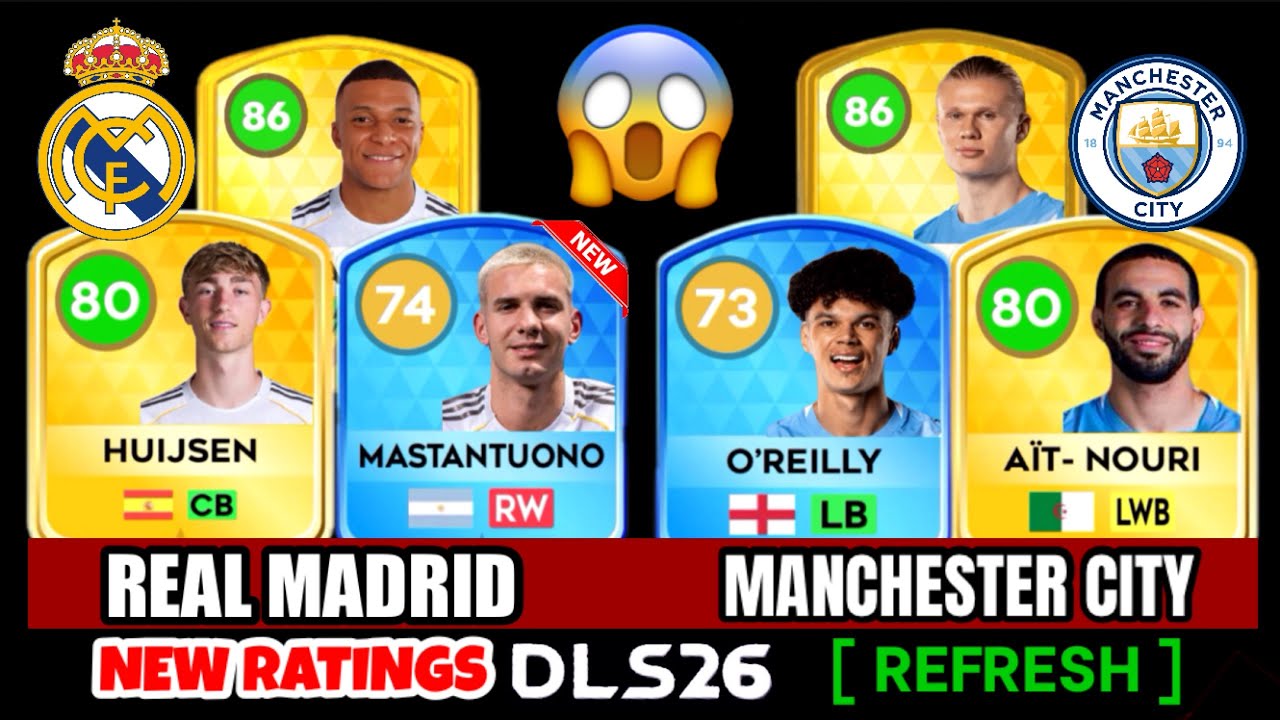 DLS 26 | НОВЫЕ РЕЙТИНГИ ИГРОКОВ «РЕАЛ МАДРИД» И «МАНЧЕСТЕР СИТИ» В DLS 26! 🔥 при участии МАСТАНТУ...