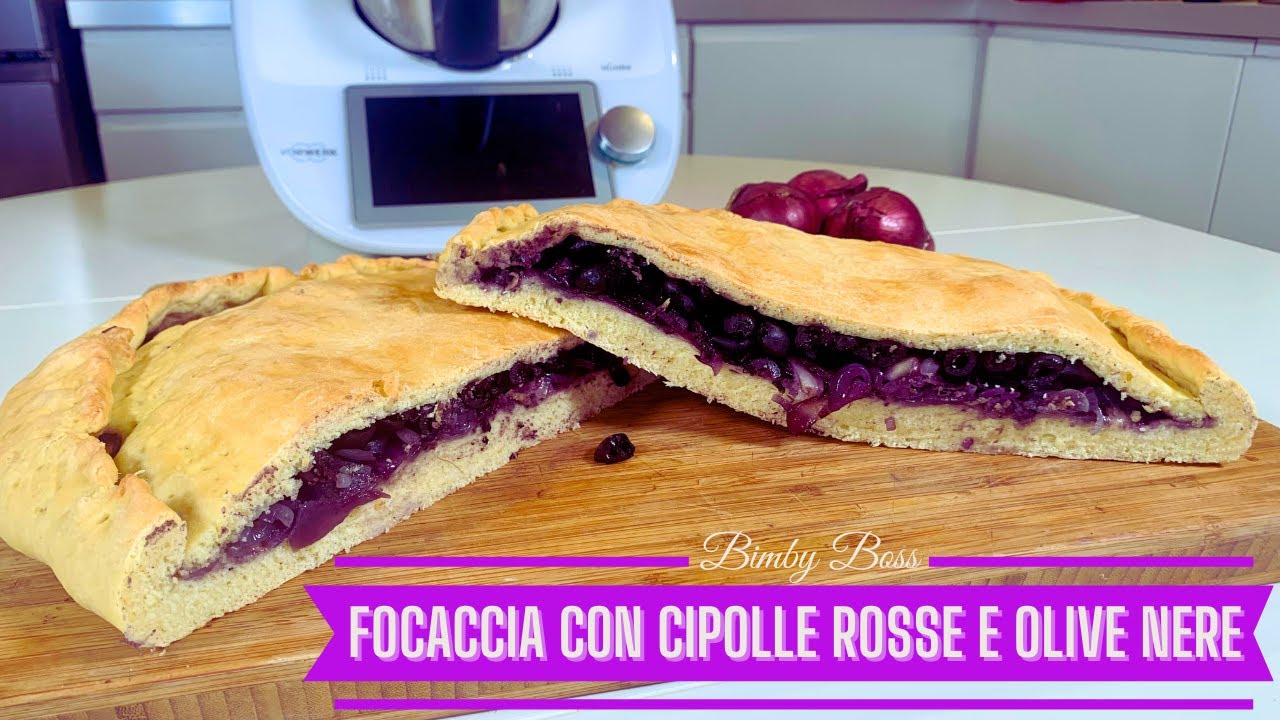 FOCACCIA con Cipolle Rosse e Olive Nere | Bimby TM6 - TM5 -TM31 | Thermomix 🫒​🧅​