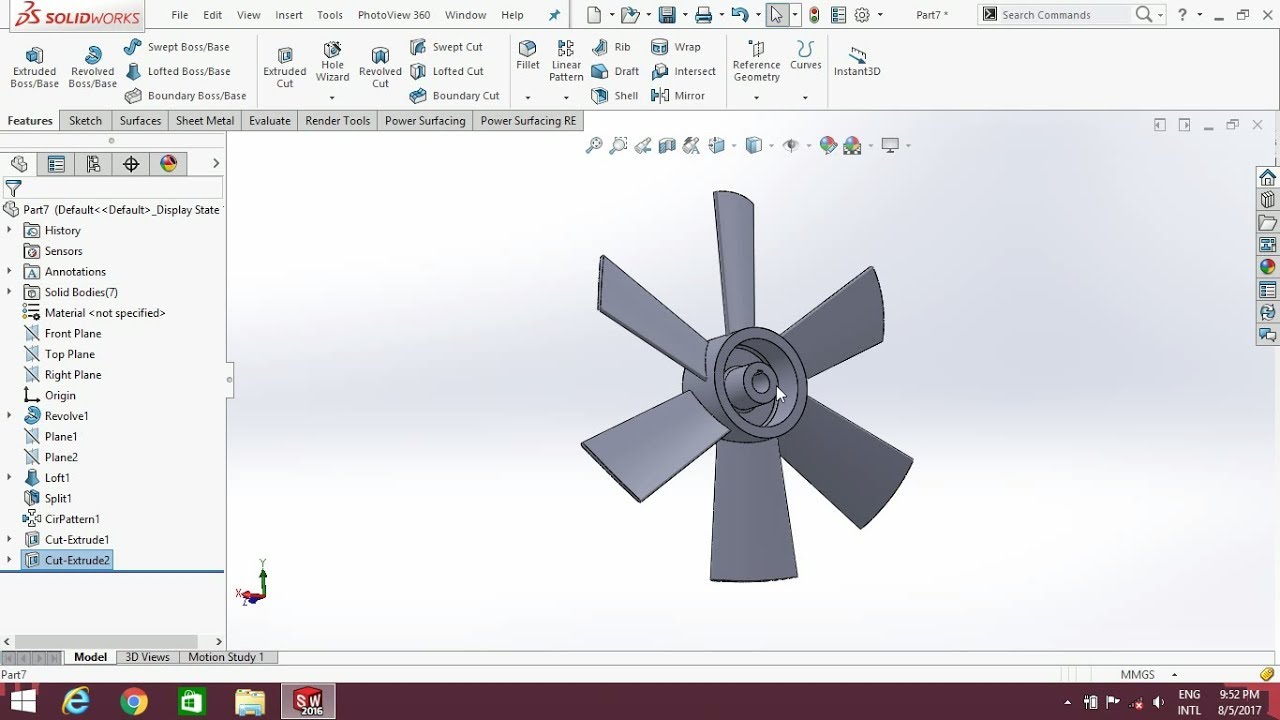 SOLIDWORKS Tutorial | Project IEF | Industrial Exhaust Fan | Hub & Blade |Part 2