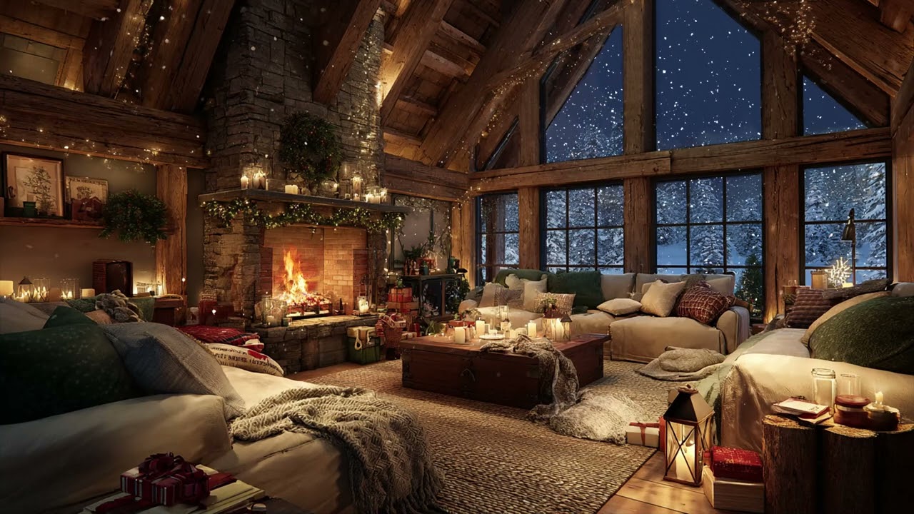 🎹❄️ Warm Piano Ambience by the Fireplace | Snowy Night Sounds for Relaxation & Meditation