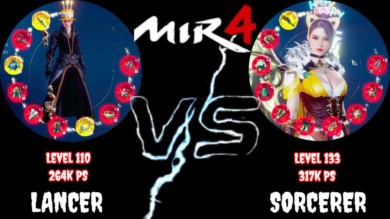 Mir4 PVP: LANCER 264k PS versus SORCERER 317k PS (53k PS GAP)