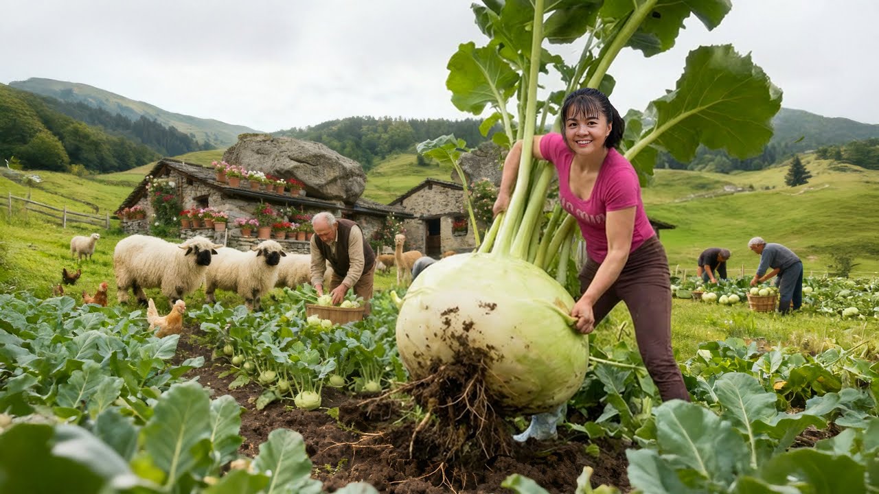 Colirrábanos Gigantes en Europa 🌱😱 ¡Cosecha Increíble en el Pueblo Más Bello del Mundo!