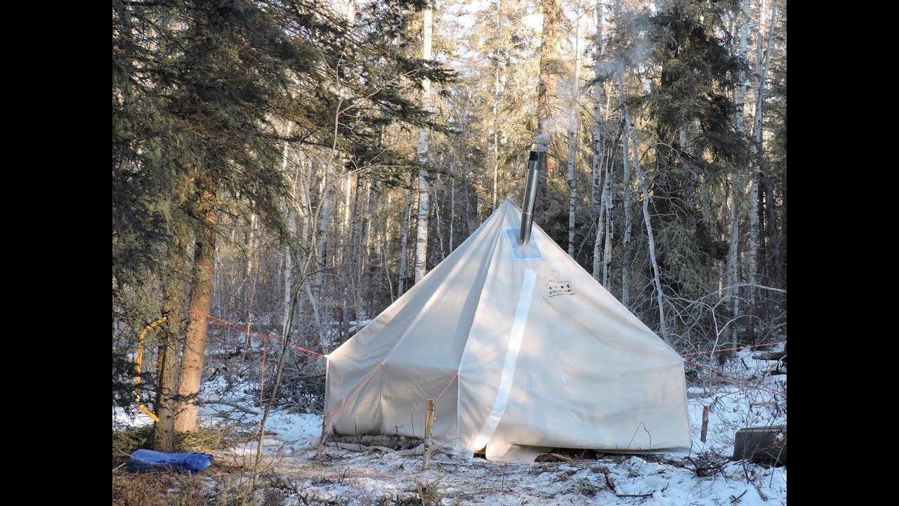 Winter Camping 3 Days with a Canvas Tent and a Woodstove