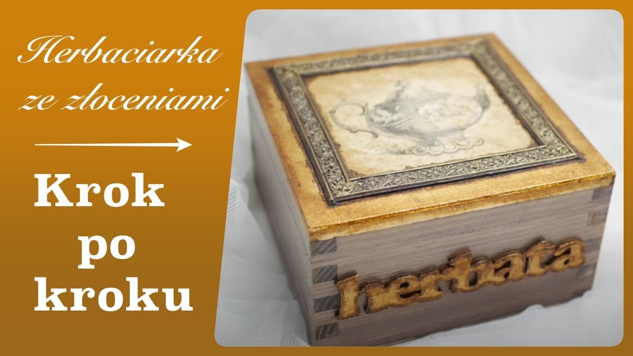 Herbaciarka - transfer grafiki i złocenia szlagmetalem - krok po kroku
