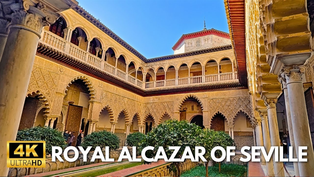 1h Relaxing Walking Tour through the Royal Alcazar in Seville, Spain