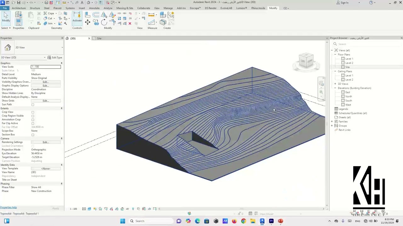 Toposurface & Toposolid with Autocad files تحويل ملف الأوتوكاد الكونتور إلى طبوغرافيا في برنامج ريفت