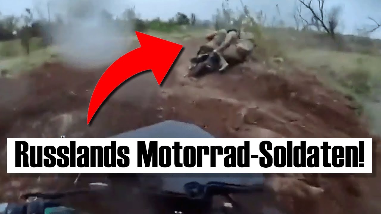 Russen filmen sich beim Motorrad-Einsatz an der Front!