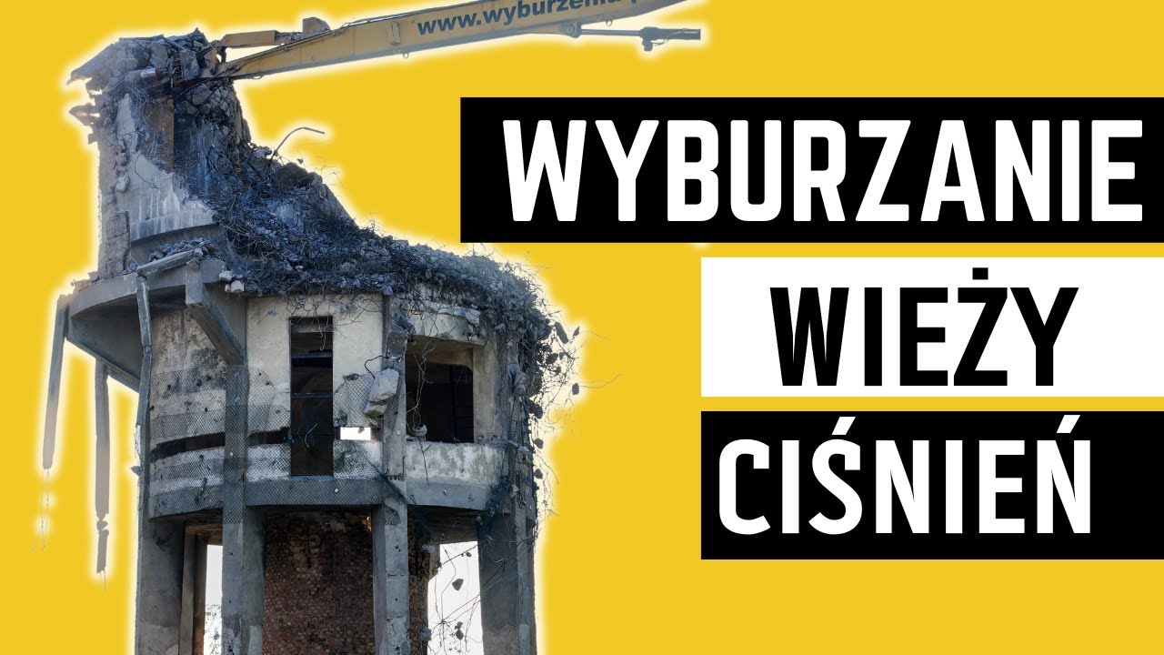 Wyburzanie wieży ciśnień w Pile