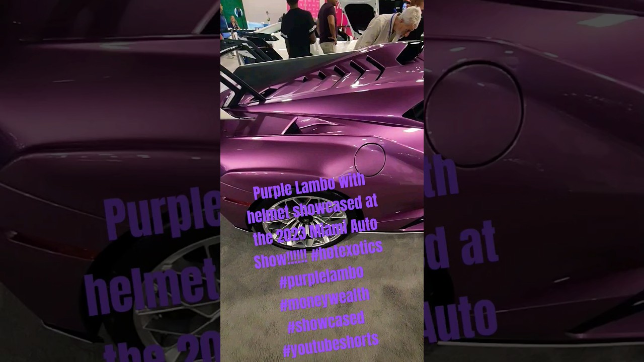 📸Purple Lambo with helmet showcased at the 2023 Miami Auto Show📸 #youtubeshorts #purplelamborghini