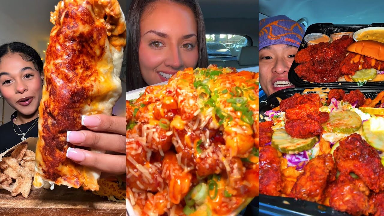 TIKTOK Mukbang Compilation | Taco Bell, Dave's Hot Chicken, McDonald's, Wingstop & More!