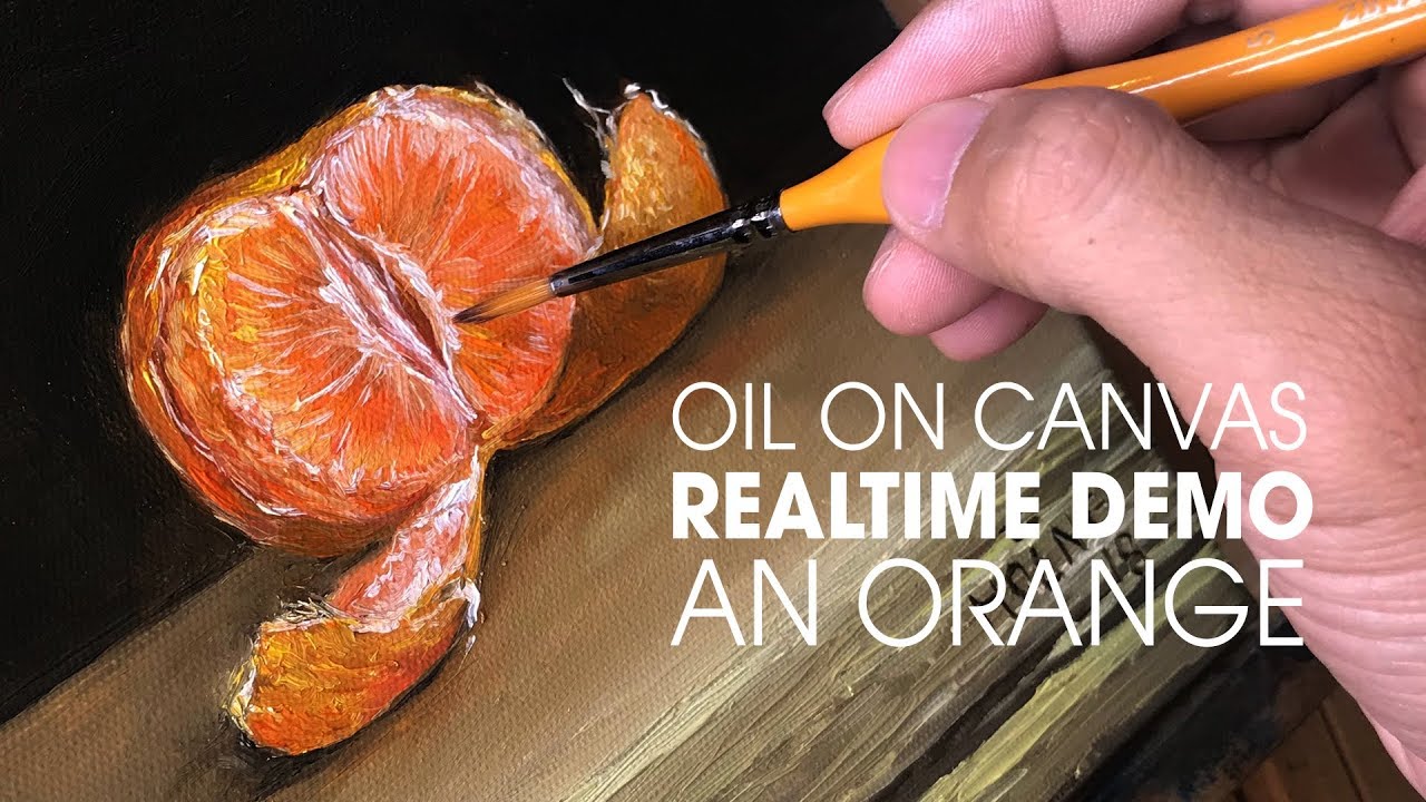 How to paint an orange - REALTIME Oil Painting Basics Tutorial  For Beginners | Realistic Orange