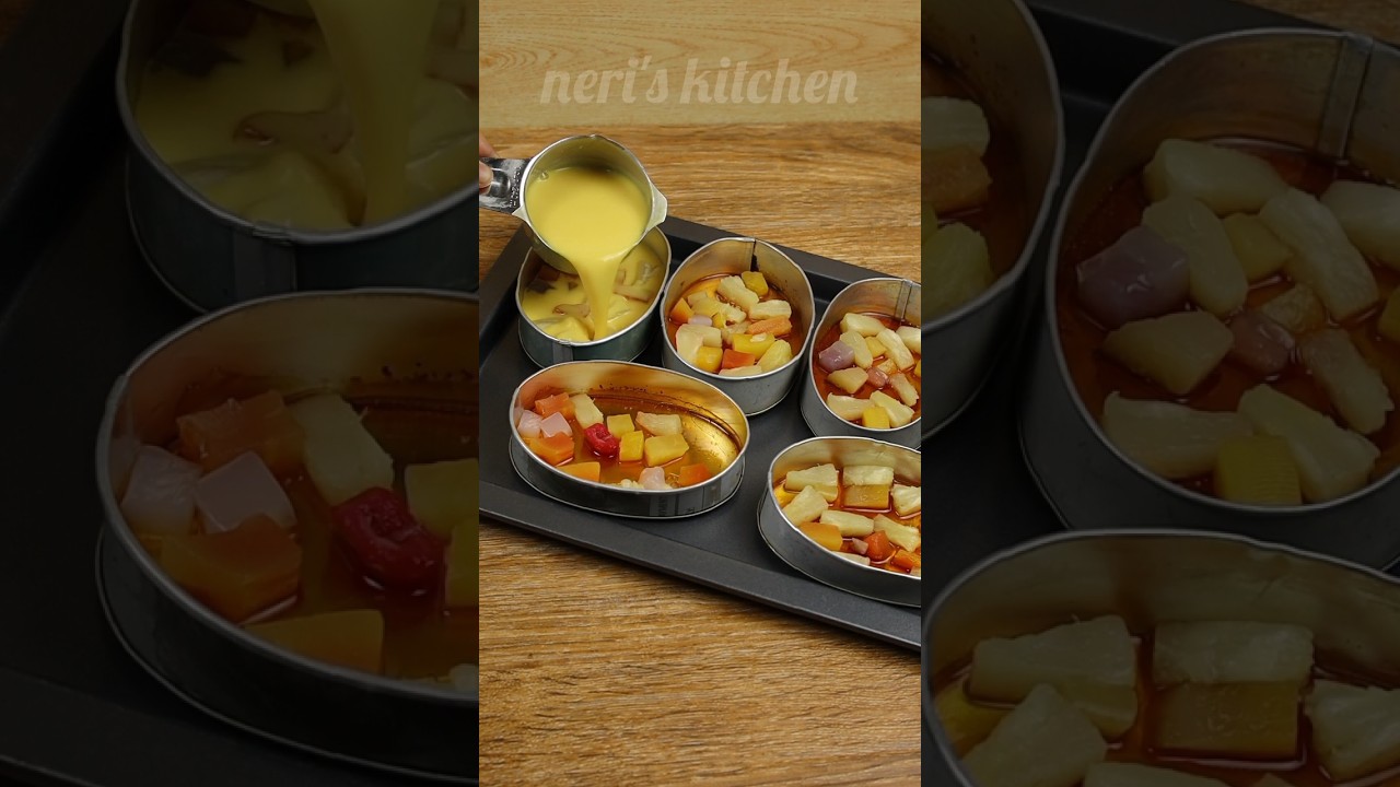 no steam! fruit cocktail jelly flan #dessertrecipe ##shortsvideo #fyp