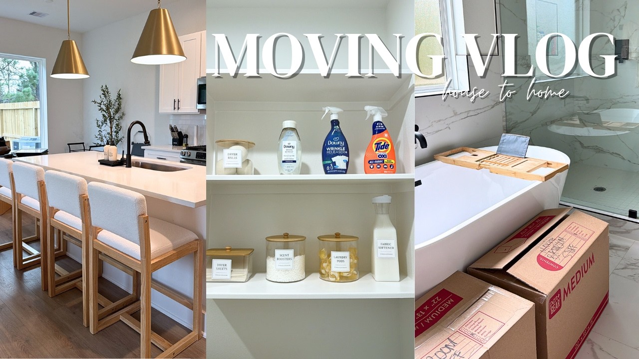 MOVING VLOG: unpacking, new furniture, home organization + more!