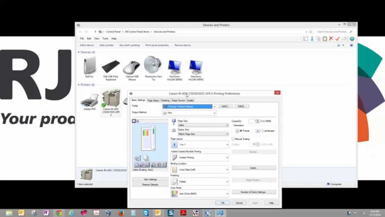 How to Change Driver Defaults on a Windows 8 computer for a Canon device