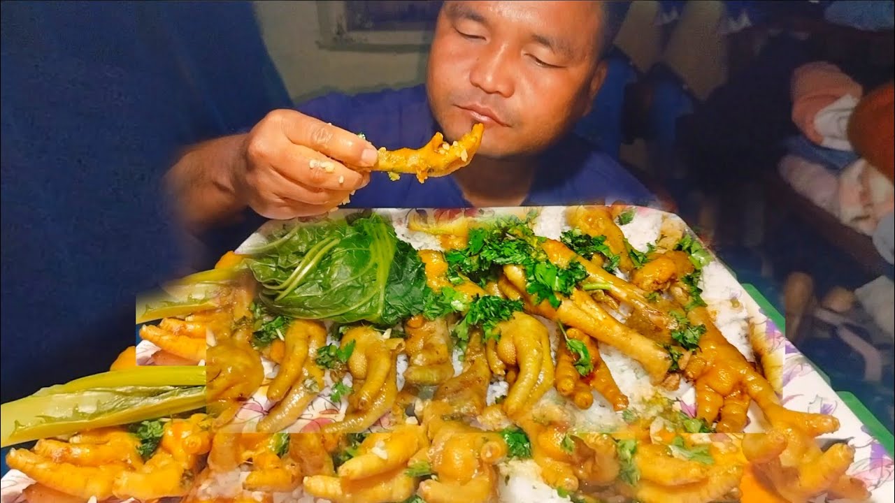 EATING CHICKEN FEET  WITH STINKY BEANS CHUTNEY 🔥🔥