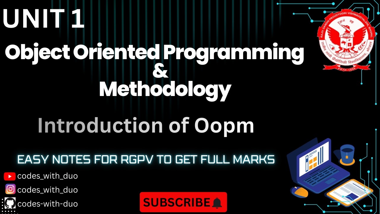 Object Oriented Programming & Methodology UNIT 1 | AL/AD/CY/CS- 305 | 3rd Sem | ONE SHOT |#rgpv