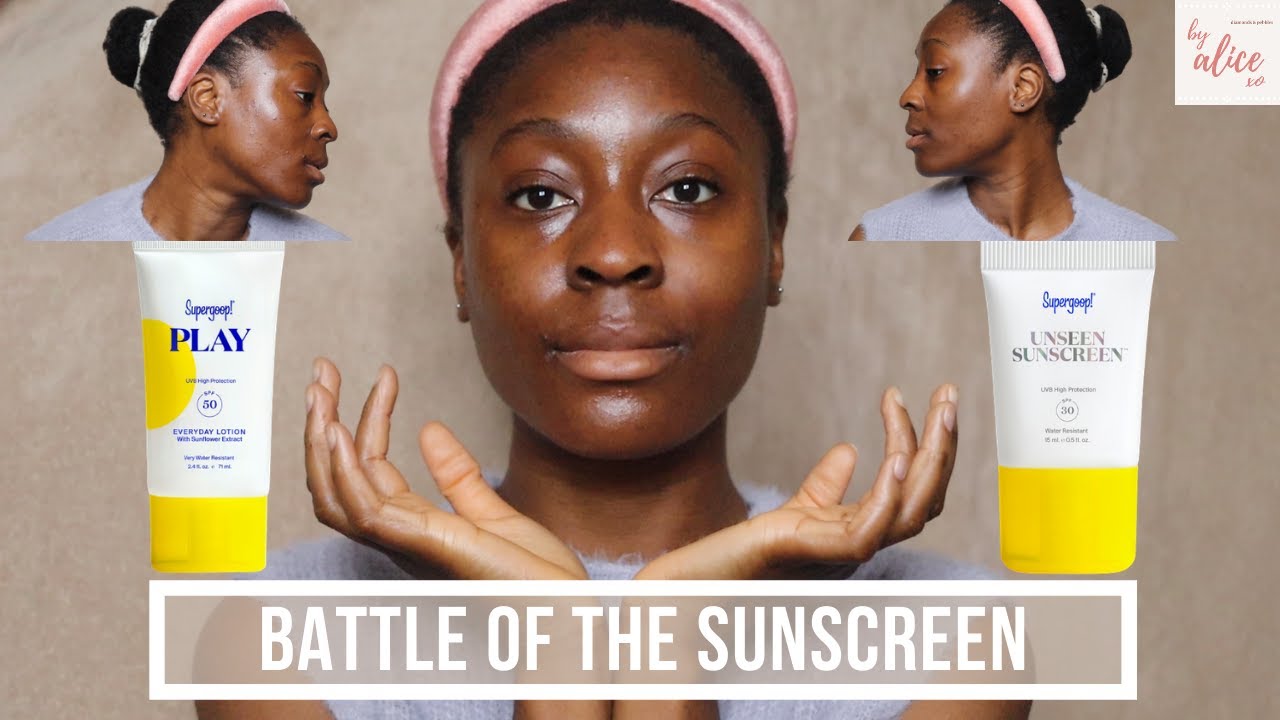 SUPERGOOP SUNSCREEN BATTLE: SUPERGOOP PLAY EVERYDAY LOTION vs SUPERGOOP UNSEEN SUNSCREEN | byalicexo